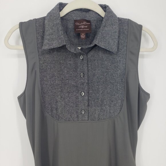 3/$25 Under Cover Agent Kathleen Kirkwood Collared Shirt Top M Under Layer Gray - Picture 4 of 8